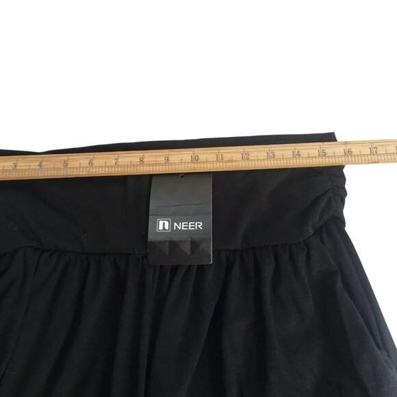 Black Comfort Pants Womens 2XL High Waist Stretch Capri Cropped Wide Leg Pull On - Picture 14 of 16
